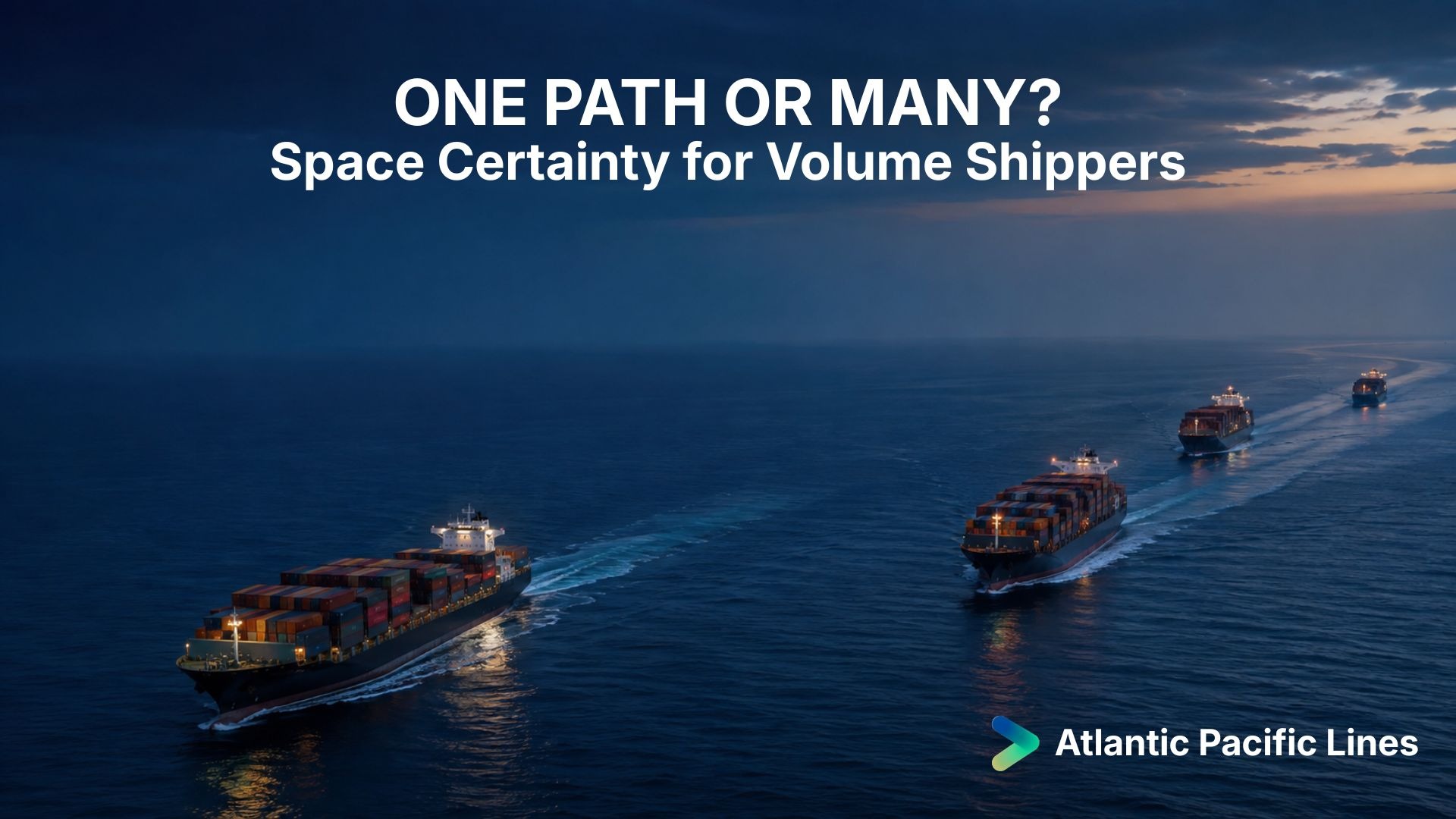 Ocean freight capacity planning visual comparing NVOCC allocation and direct carrier booking for high-volume shipper space certainty.