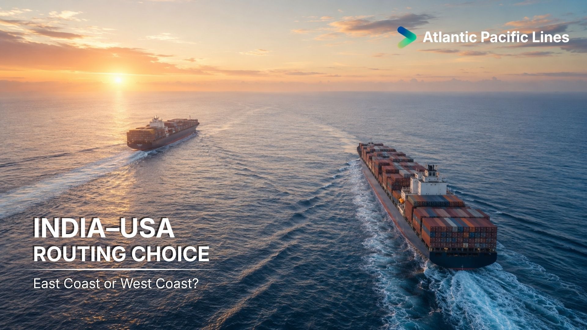 India to United States ocean freight routing visual comparing East Coast and West Coast capacity, transit time, and guaranteed vessel space planning.